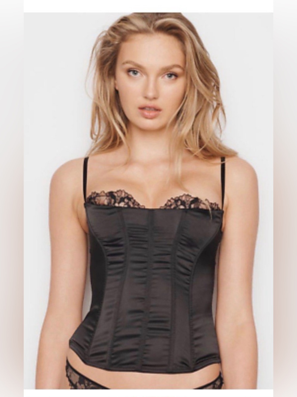 Victoria's Secret Black Lace Bustier with Sheer Mesh Insets